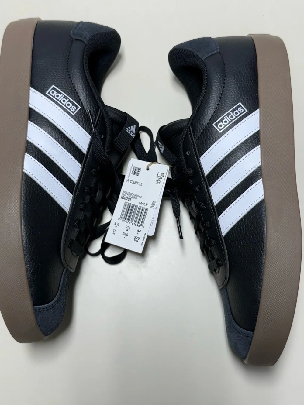 adidas VL Court 3.0 Men’s Low Top Lace-Up Leather Sneaker Black/White ID6286